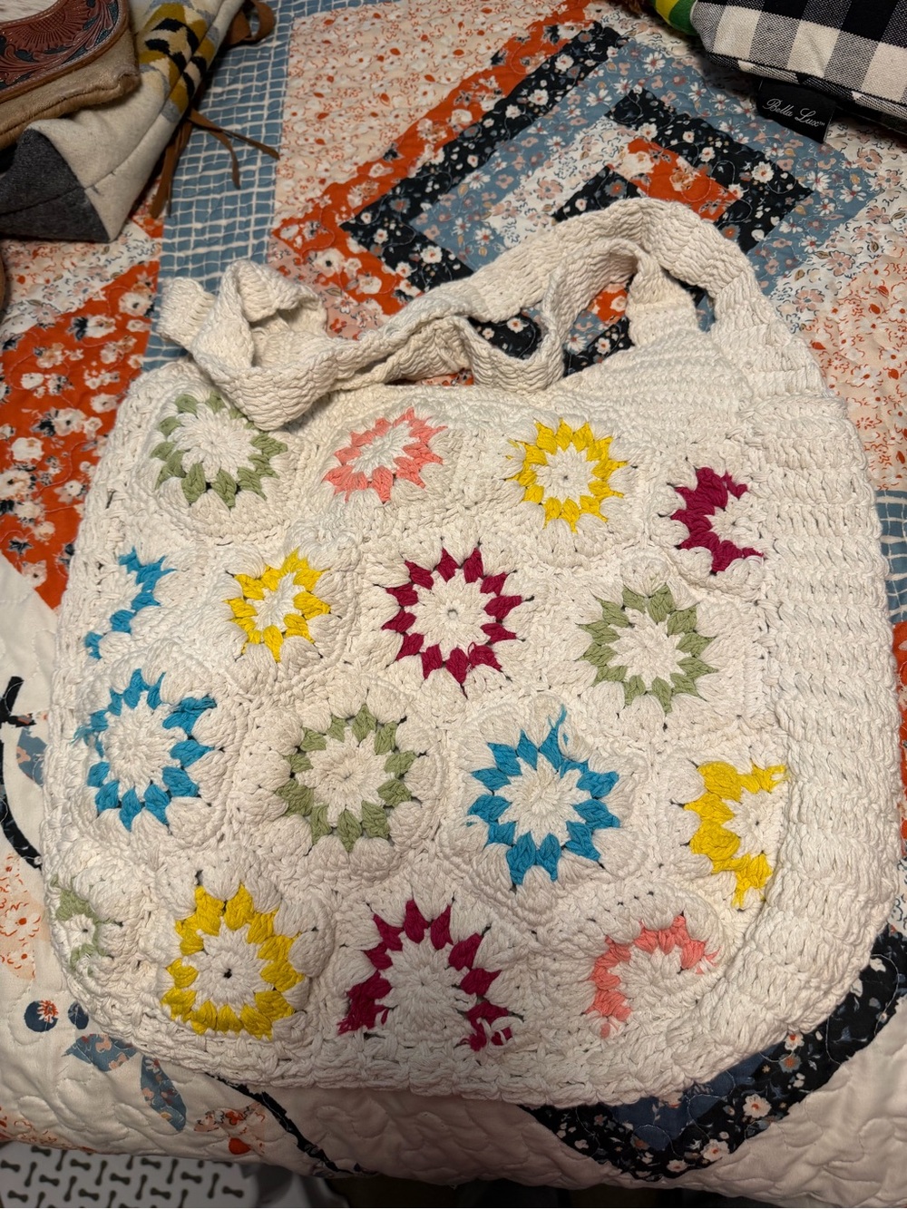 Large Cream Crochet Tote